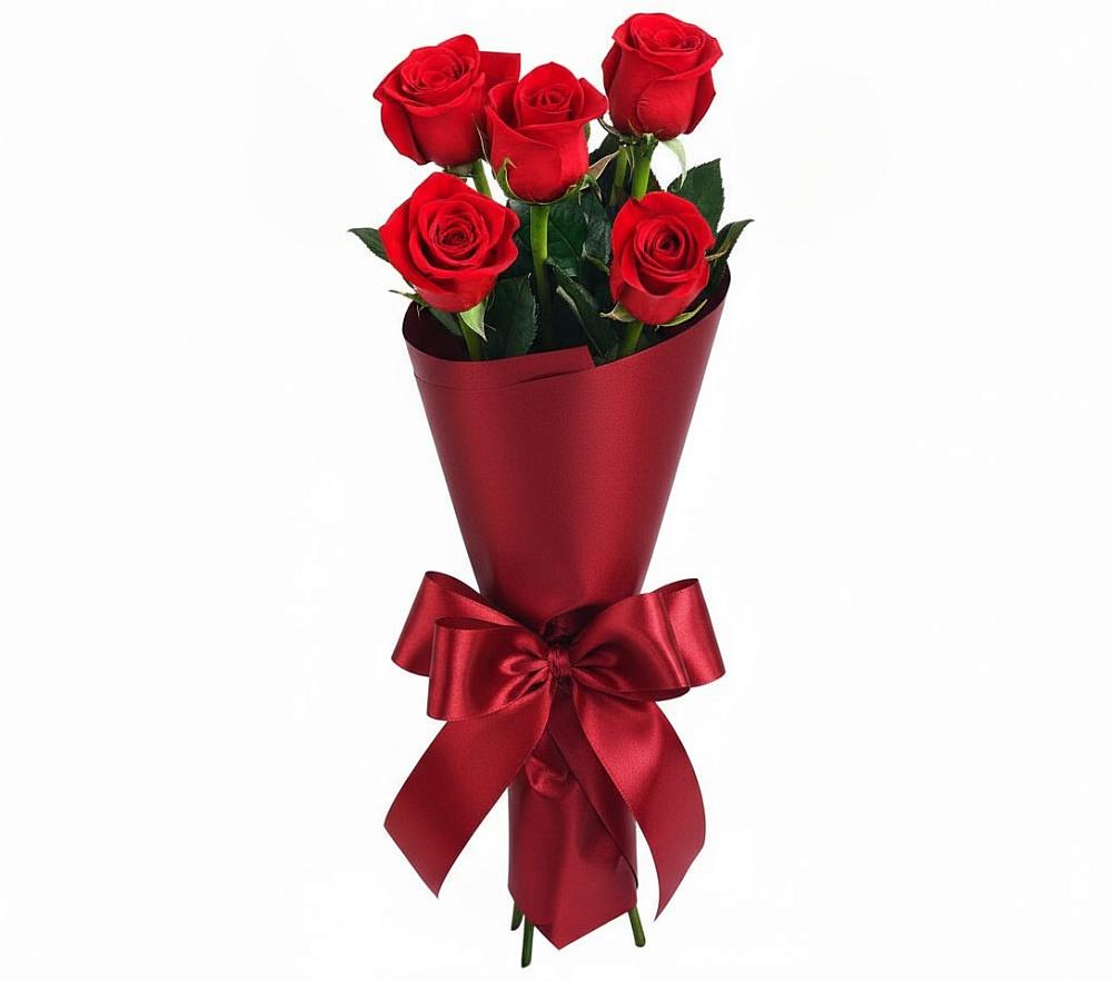 Букет 5 Красных роз Эдлесс Лав в Сычево