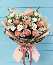 Букет цветов из:  Розы, Альстромерии и Лизиантусы #REPLACE_PRED# Сычево