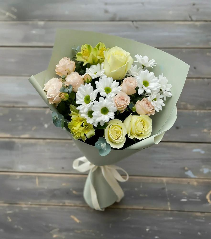 Букет цветов из: Альстромерии, Розы и Хризантемы в Сычево