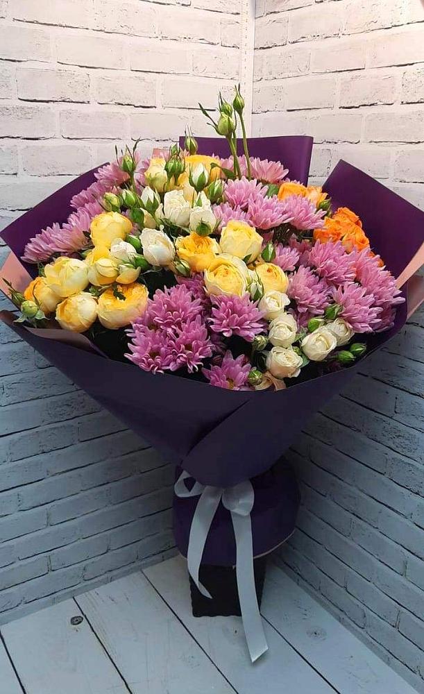 Букет цветов из: Хризантемы и Розы в Сычево