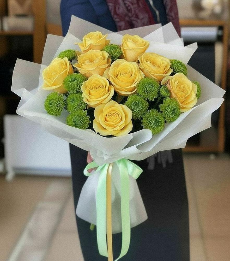 Букет цветов из: Хризантемы и Розы в Сычево
