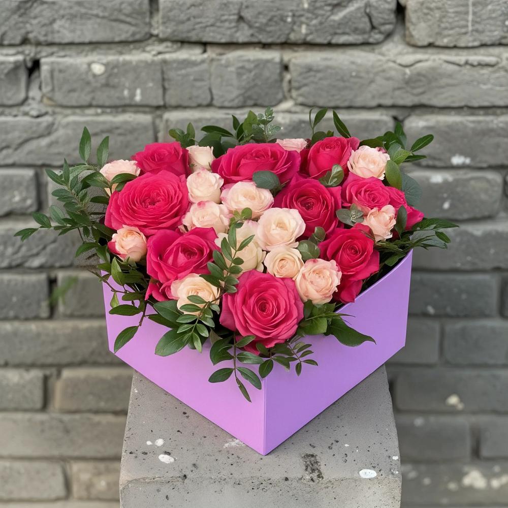 Цветочная композиция из Розы в коробке в Сычево