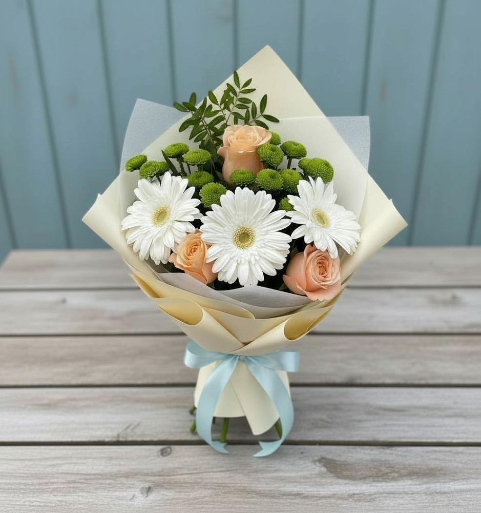 Букет цветов из: Герберы, Розы и Хризантемы в Сычево