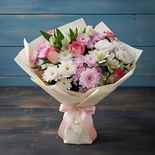 Букет цветов из:  Хризантемы, Альстромерии и Розы в Сычево