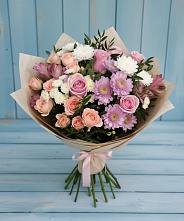 Букет цветов из:  Хризантемы, Розы и Альстромерии #REPLACE_PRED# Сычево