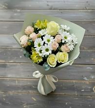 Букет цветов из:  Альстромерии, Розы и Хризантемы в Сычево
